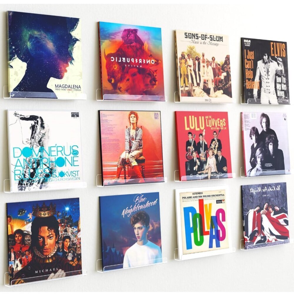 9 Pack Clear Acrylic Floating Shelves Wall Mount 12" Shelves